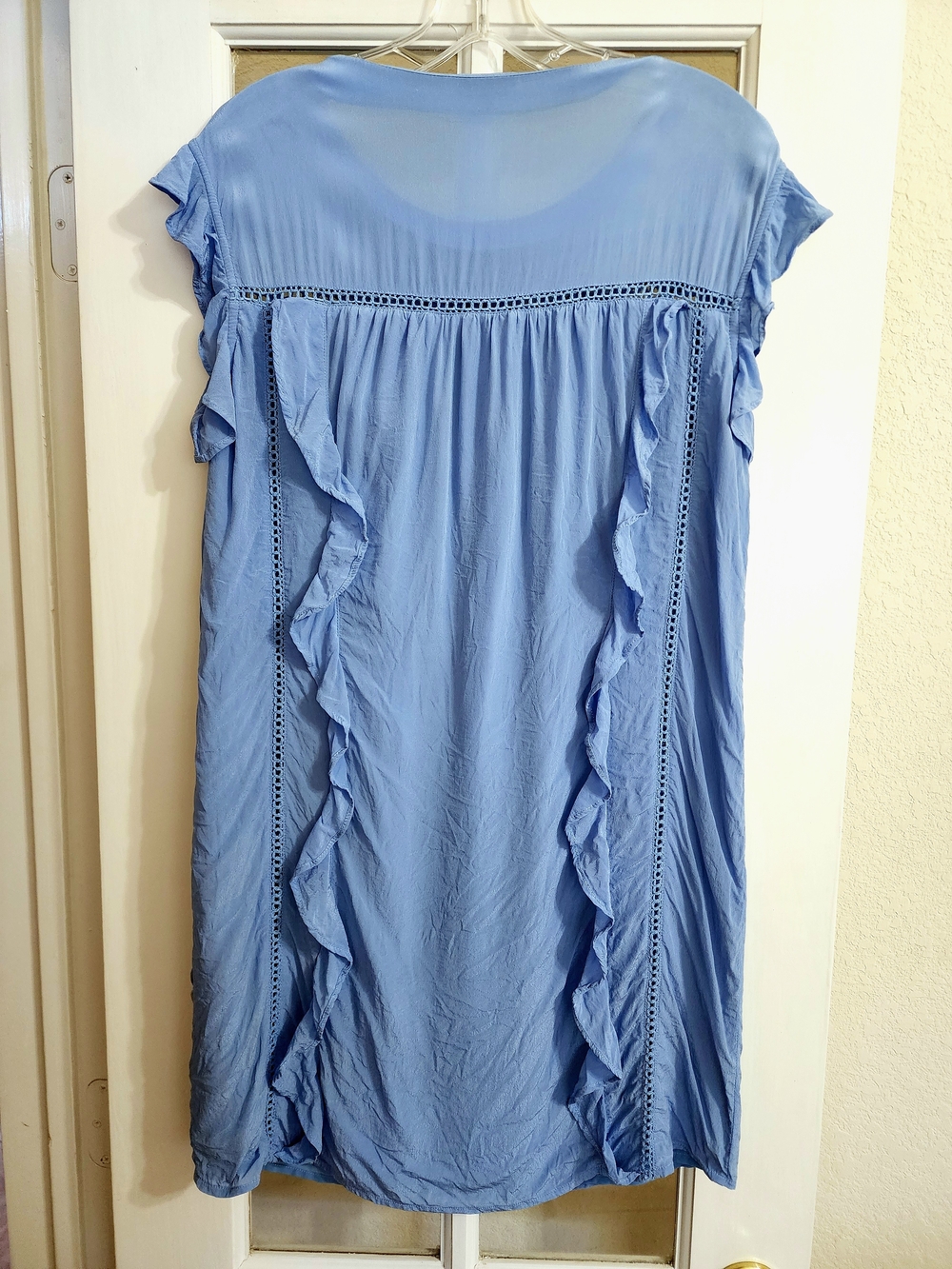 Claudie Pierlot RIMA Blue Ruffle Crochet Lace Dress FR 40 US 8 - Picture 5 of 13